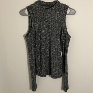 AE open shoulder long sleeve mock neck tee